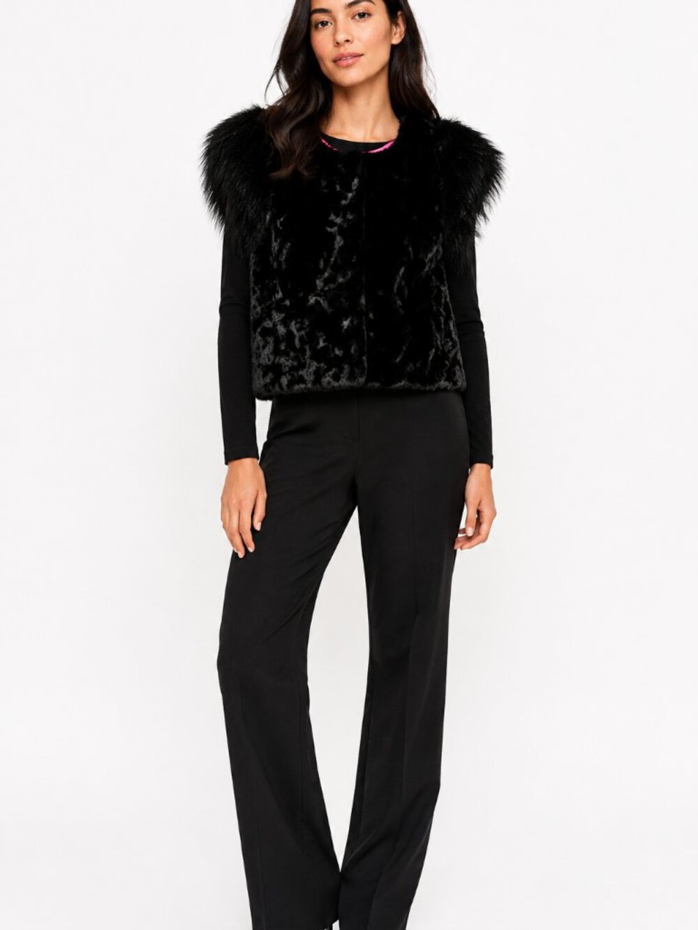 Skaist Taylor Neiman Marcus Target Black Faux Fur Vest M